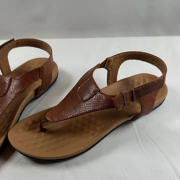 Women’s Brown Comfort T-Strap Sandals Soft Footbed Slip-On Thong Shoes Size 38 - Picture 5 of 8
